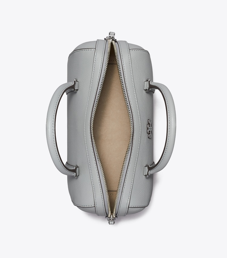 Tory Burch designer satchels Pebbled Leather Satchel in Misty Cloud overhead