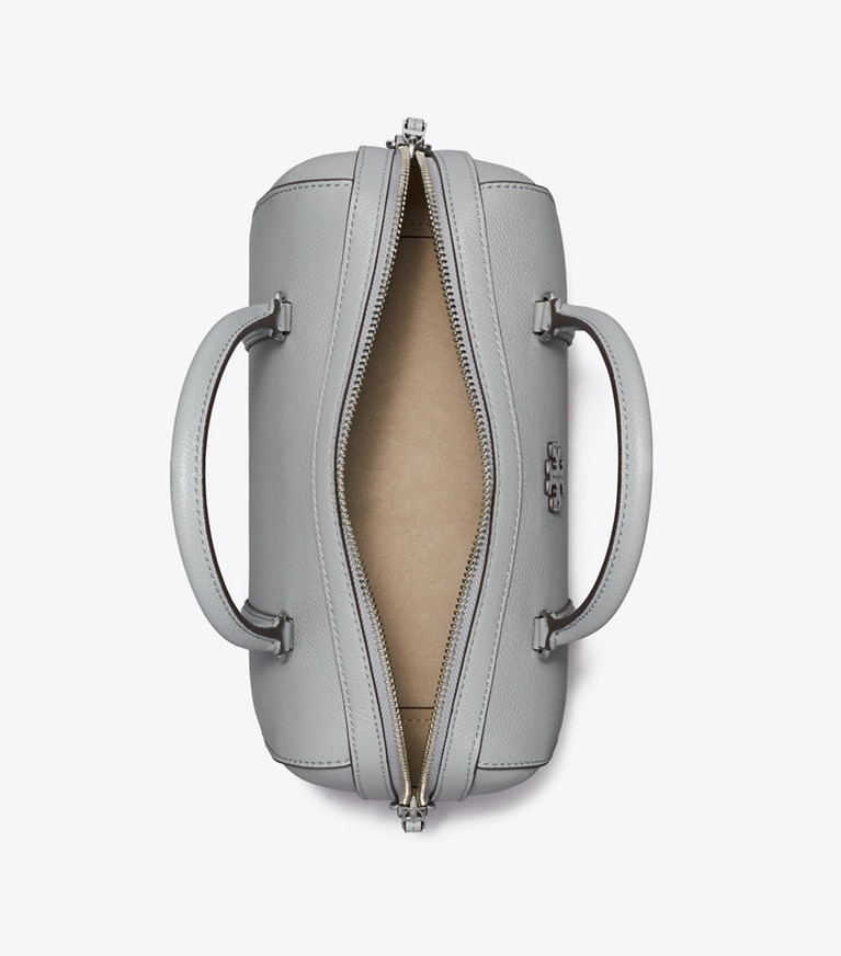 Tory Burch designer satchels Pebbled Leather Satchel in Misty Cloud overhead