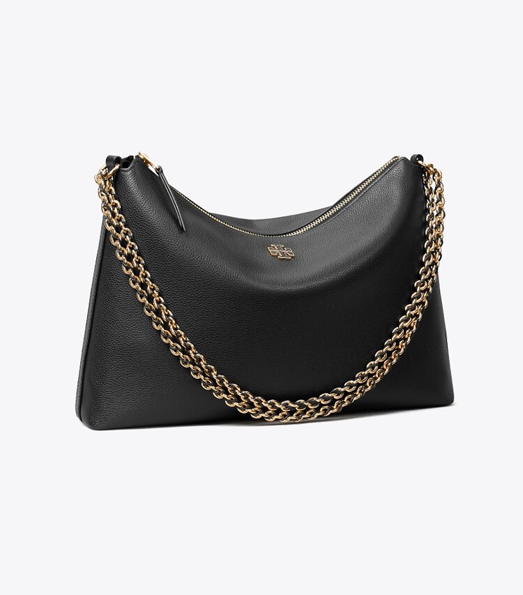 Tory Burch designer ショルダーバッグ ペブルドレザー ショルダーバッグ in Black angle
