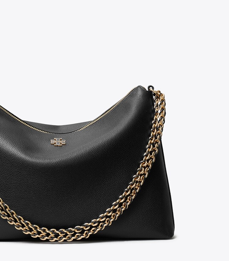 Tory Burch designer ショルダーバッグ ペブルドレザー ショルダーバッグ in Black ディテール