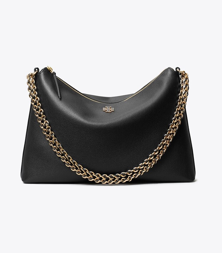 Tory Burch designer ショルダーバッグ ペブルドレザー ショルダーバッグ in Black front