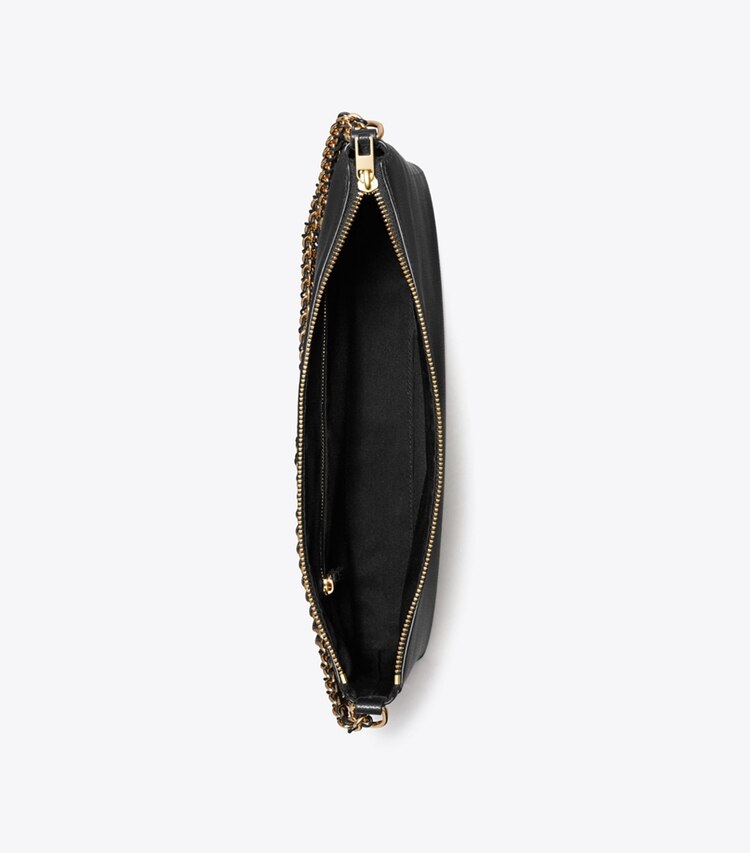 Tory Burch designer ショルダーバッグ ペブルドレザー ショルダーバッグ in Black オーバーヘッド