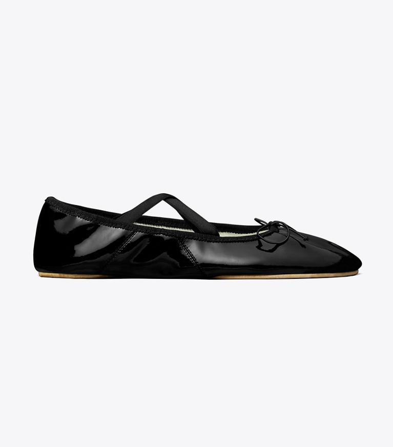 Tory Burch designer flats Peep-Toe Mary Jane Ballet in PERFECT BLACK angle