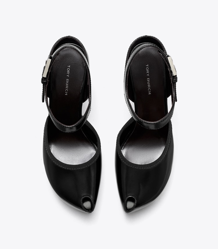 Tory Burch designer heels Peep-Toe Platform Sandal in PERFECT BLACK overhead