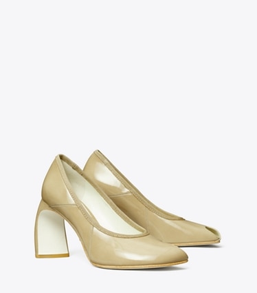 Tory Burch designer heels Peep-Toe Pump in PALO SANTO angle
