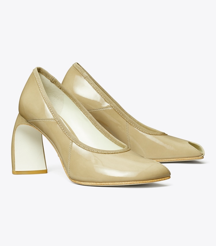 Tory Burch designer heels Peep-Toe Pump in PALO SANTO angle
