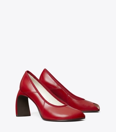 Tory Burch designer heels Peep-Toe Pump in RED SKY angle