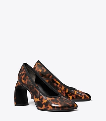 Tory Burch designer heels Peep-Toe Pump in TORTOISESHELL angle