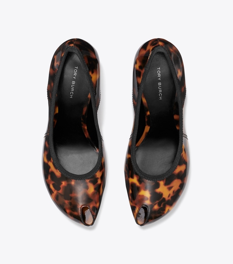 Tory Burch designer heels Peep-Toe Pump in TORTOISESHELL overhead