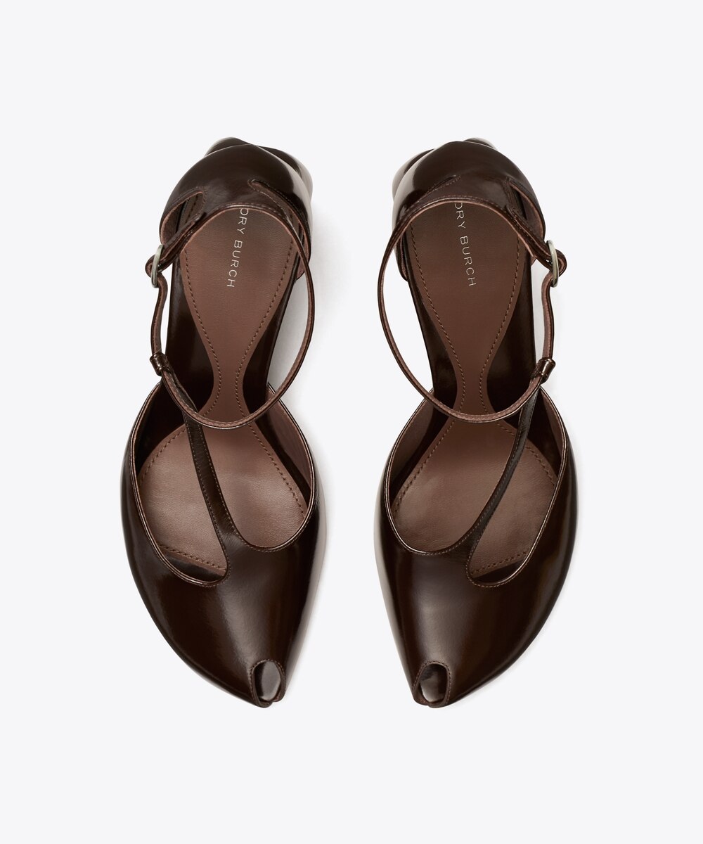 Peep-Toe T-Strap Heeled Sandal, image 5 of 5