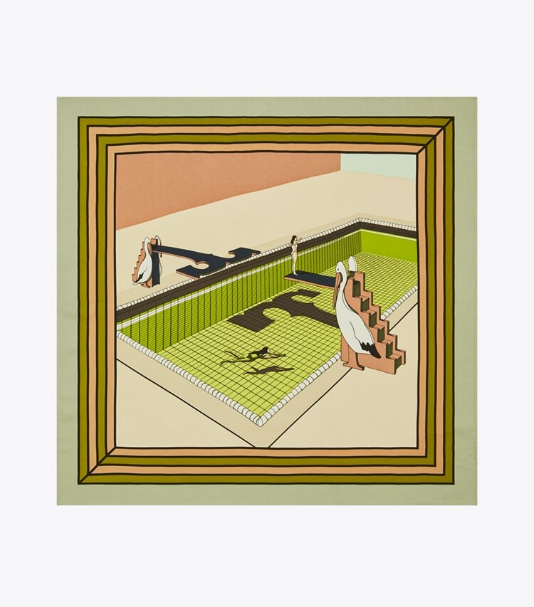 Tory Burch designer schals Pelican Taschentuch aus Seide in Nude von oben