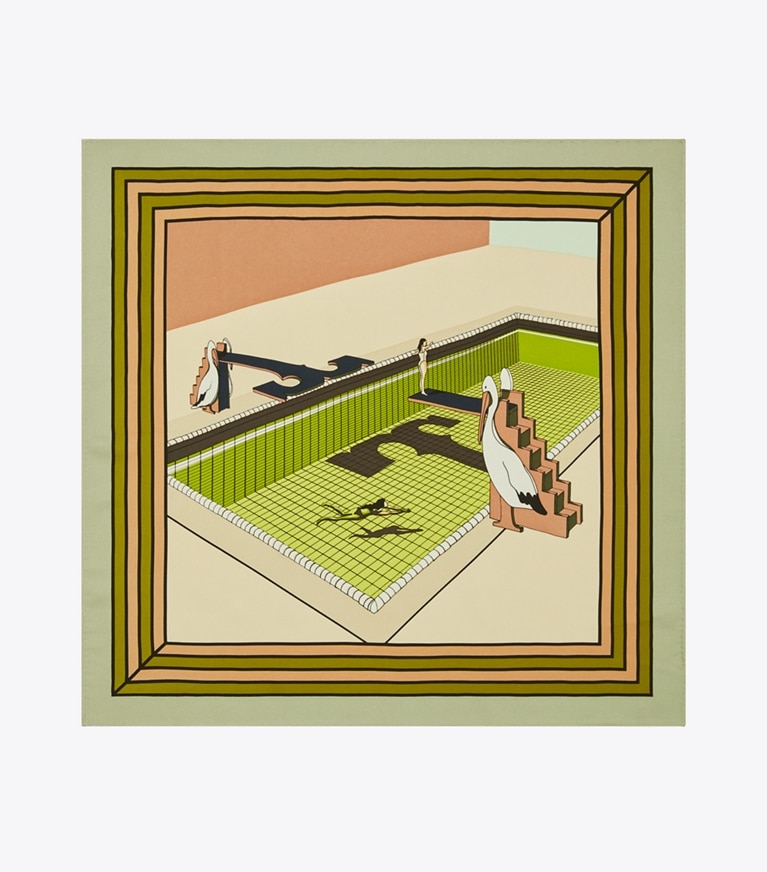 Tory Burch designer schals Pelican Taschentuch aus Seide in Nude von oben