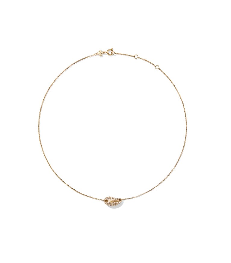 Tory Burch designer colliers Pendentif pavé Pierced in Light Brass / Crystal additional