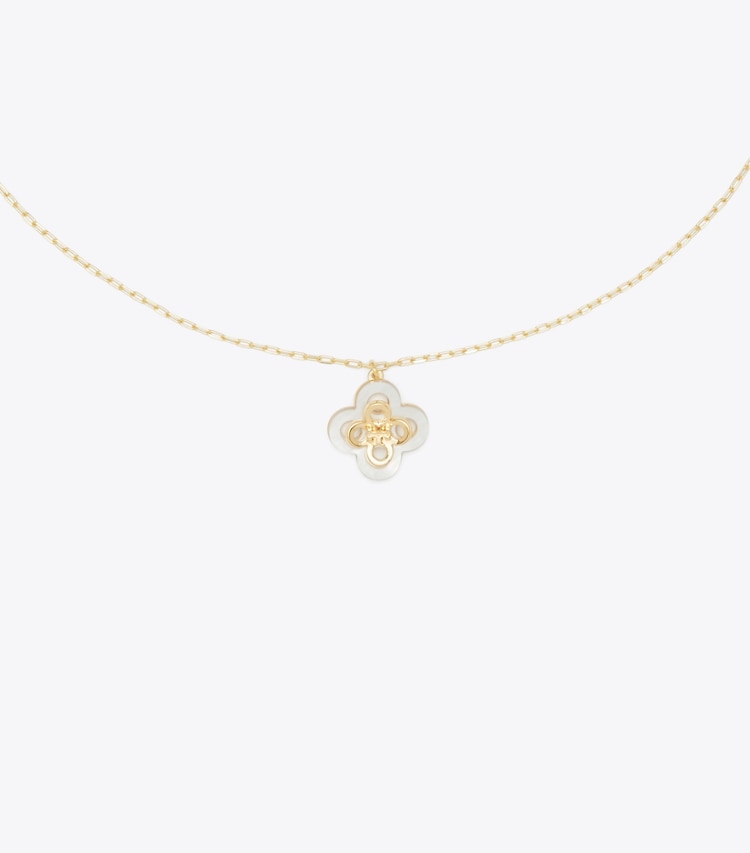 Tory Burch designer colliers Pendentif trèfle Kira dans Tory Gold / Mother of Pearl détails