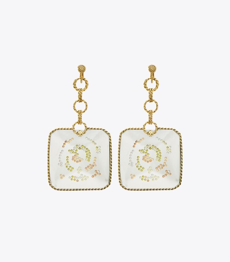 Tory Burch diseñador aretes Pendientes colgantes Runway Swirl en GOLD frente