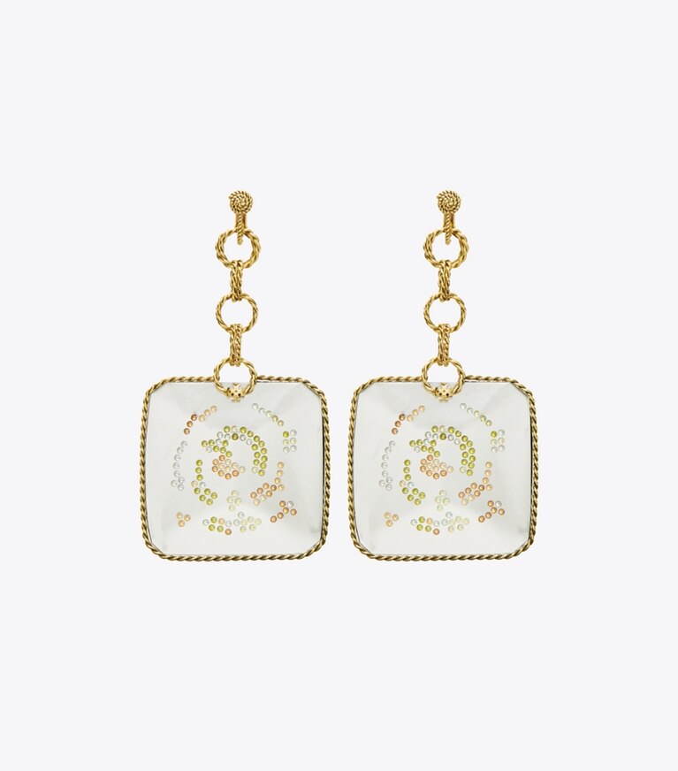 Tory Burch diseñador aretes Pendientes colgantes Runway Swirl en GOLD frente