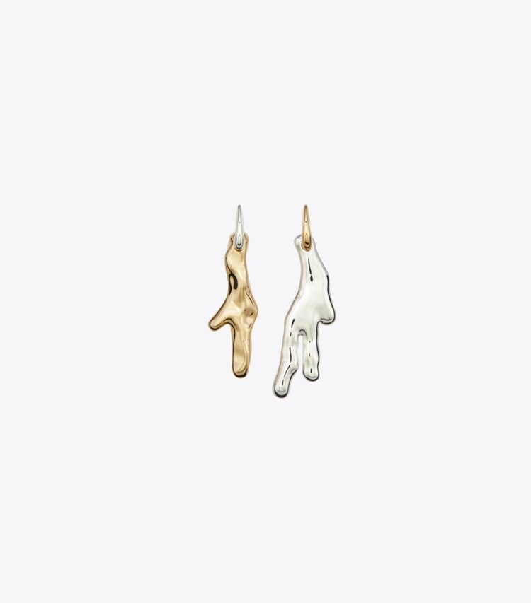 Tory Burch diseñador aretes Pendientes Curiosity Coral en Light Silver / Light Brass frente