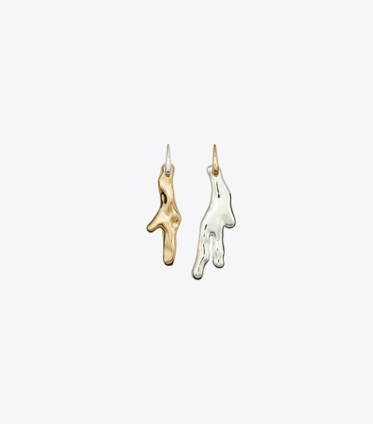 Tory Burch diseñador aretes Pendientes Curiosity Coral en Light Silver / Light Brass frente