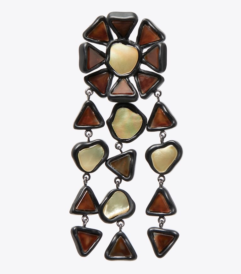 Tory Burch diseñador aretes Pendientes de araña de resina Curiosity en Black detalle