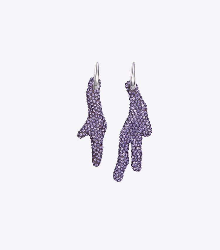Tory Burch diseñador aretes Pendientes de aro Curiosity Coral en Light Silver / Purple frente