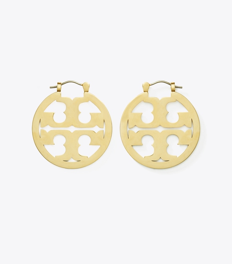 Tory Burch diseñador aretes Pendientes de aro pequeños con iconos en Tory Gold adicional