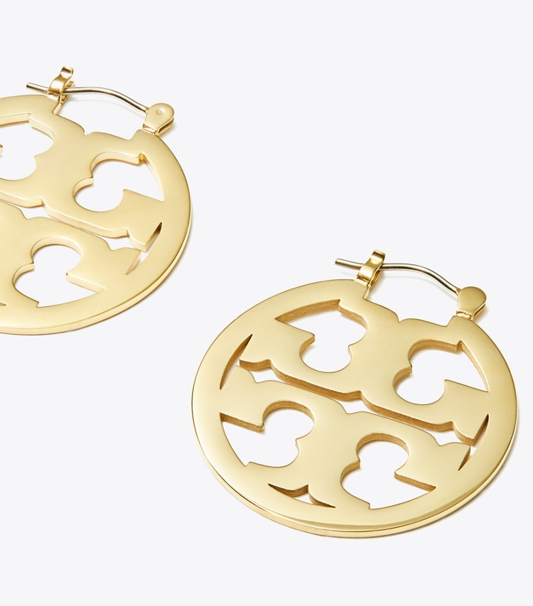 Tory Burch diseñador aretes Pendientes de aro pequeños con iconos en Tory Gold detalle