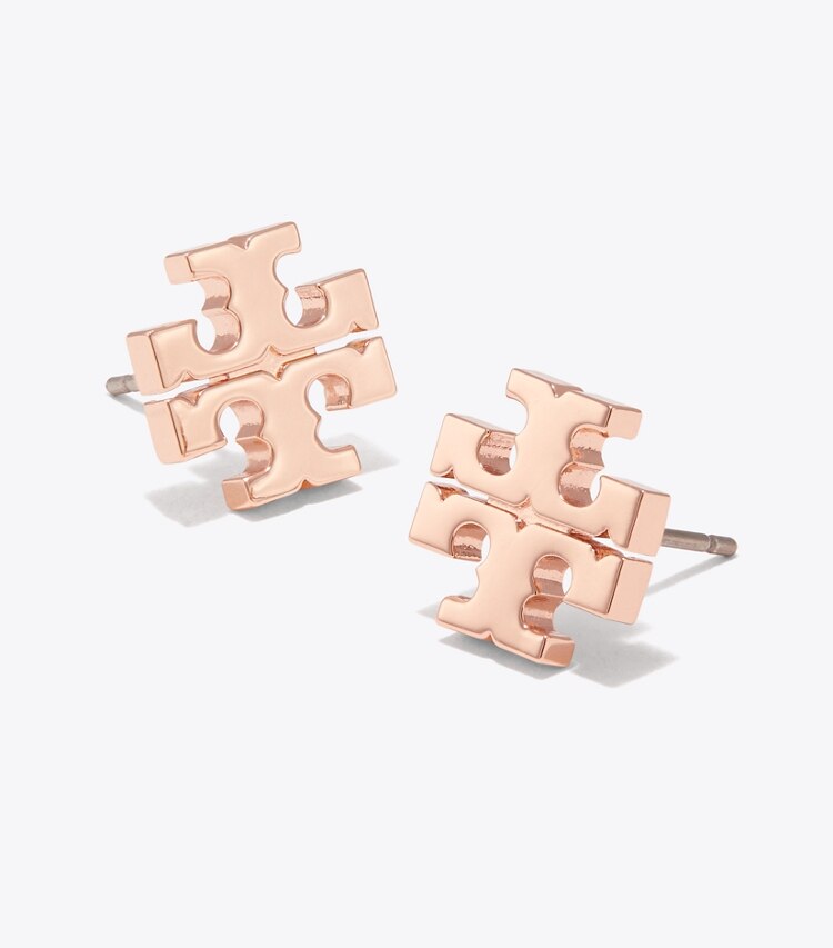 Tory Burch diseñador aretes Pendientes de botón Icon en Rose Gold detalle