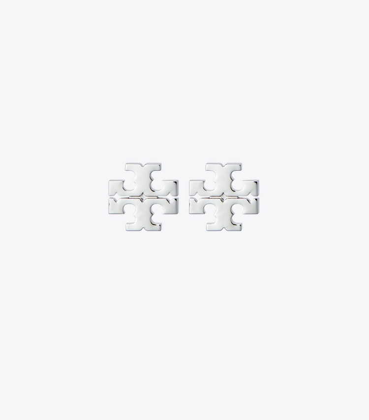 Tory Burch diseñador aretes Pendientes de botón Icon en Tory Silver frente