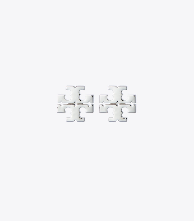 Tory Burch diseñador aretes Pendientes de botón Icon en Tory Silver frente