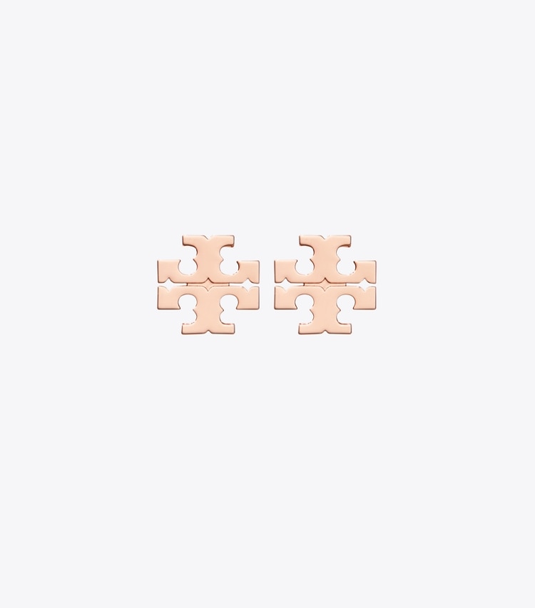 Tory Burch diseñador aretes Pendientes de botón Icon en Rose Gold frontal