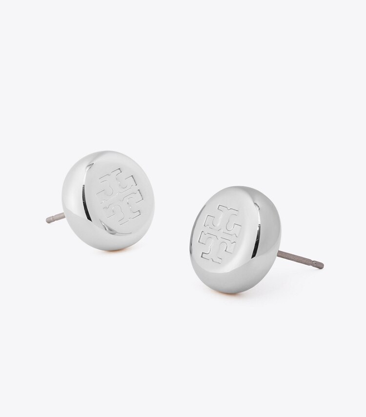Tory Burch diseñador pendientes Pendientes de botón Icon redondos en Light Silver detalle