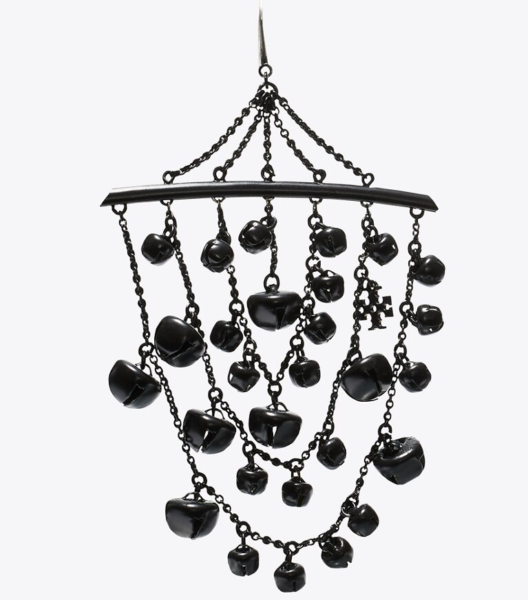 Tory Burch diseñador aretes Pendientes de campana Curiosity en Black detalle