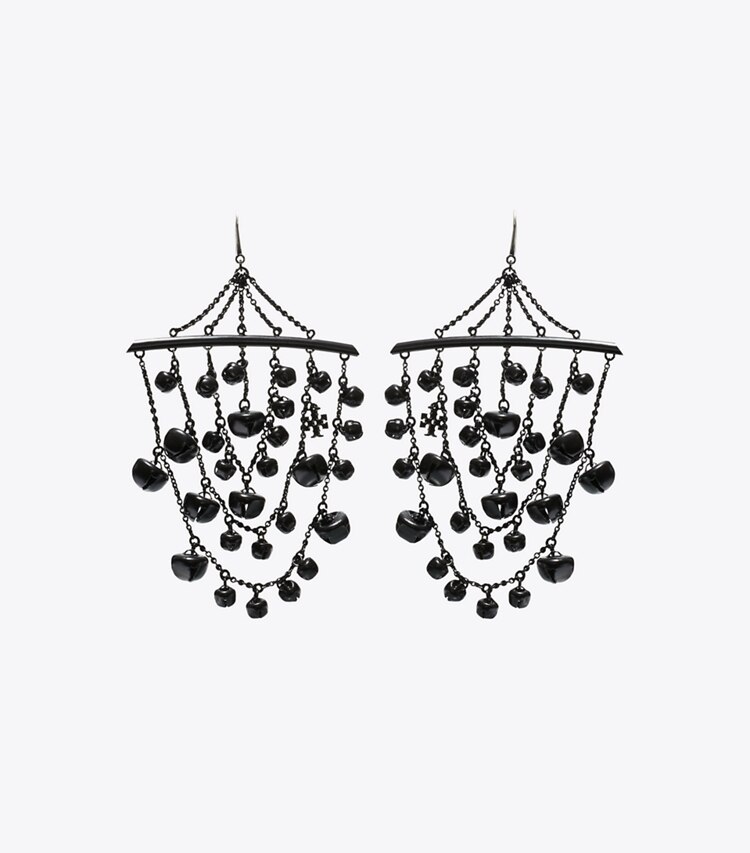 Tory Burch diseñador aretes Pendientes de campana Curiosity en Black frente