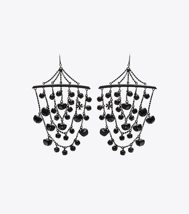 Tory Burch diseñador aretes Pendientes de campana Curiosity en Black frente
