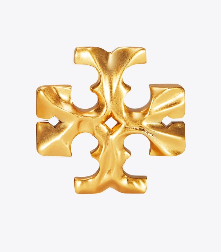 Tory Burch diseñador aretes Pendientes de clip Roxanne en Rolled Brass detalle