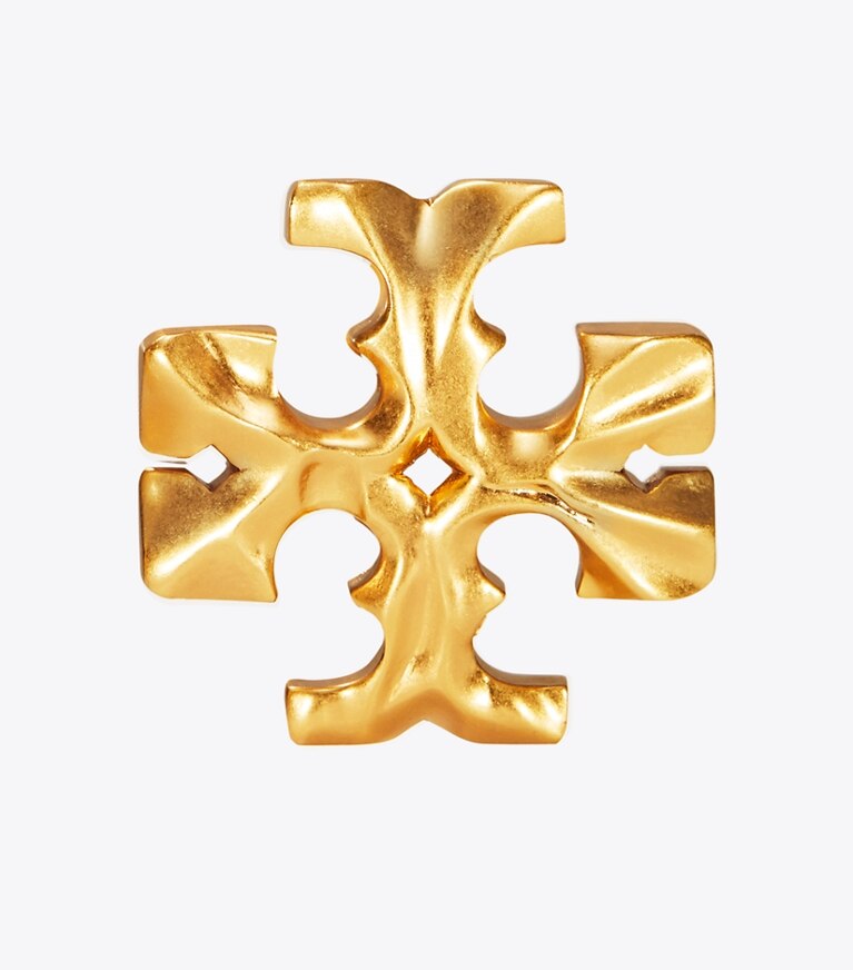 Tory Burch diseñador aretes Pendientes de clip Roxanne en Rolled Brass detalle