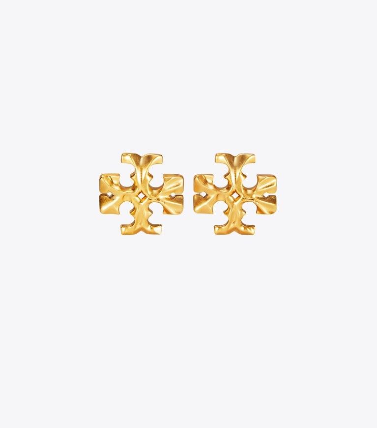 Tory Burch diseñador aretes Pendientes de clip Roxanne en Rolled Brass frontal
