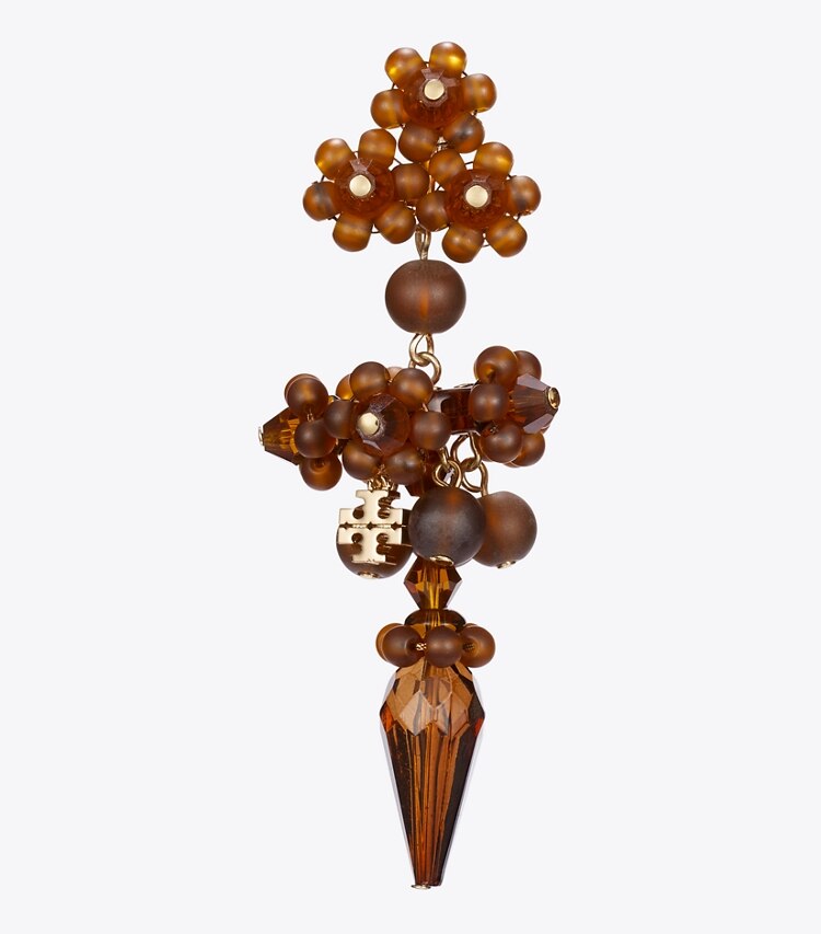 Tory Burch diseñador aretes Pendientes lineales con cuentas Curiosity en Tory Gold / Brown detalle