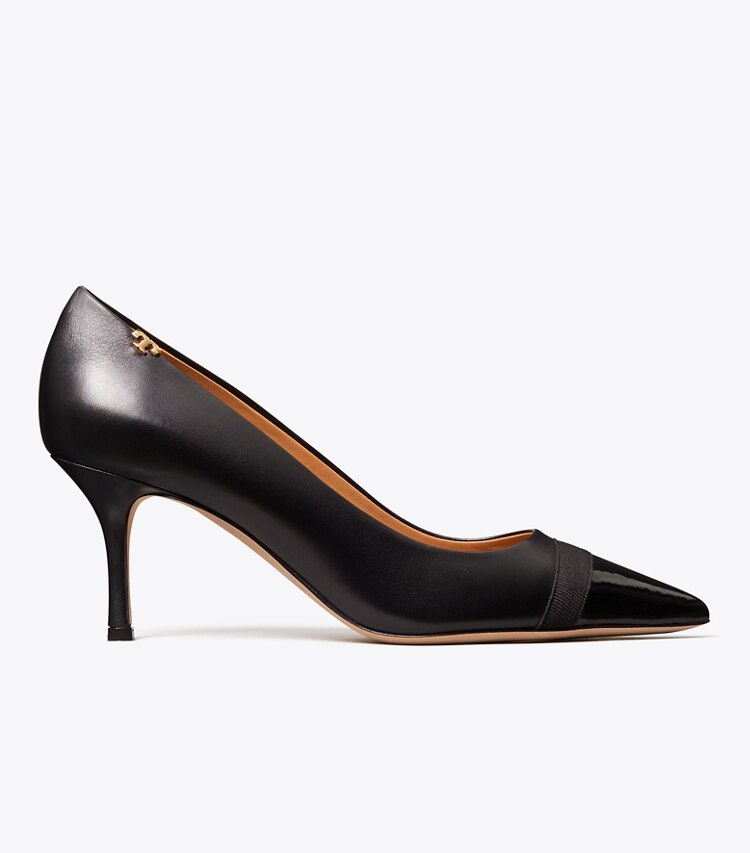 Tory Burch designer heels Penelope Grosgrain Cap-Toe Pump in Perfect Black side