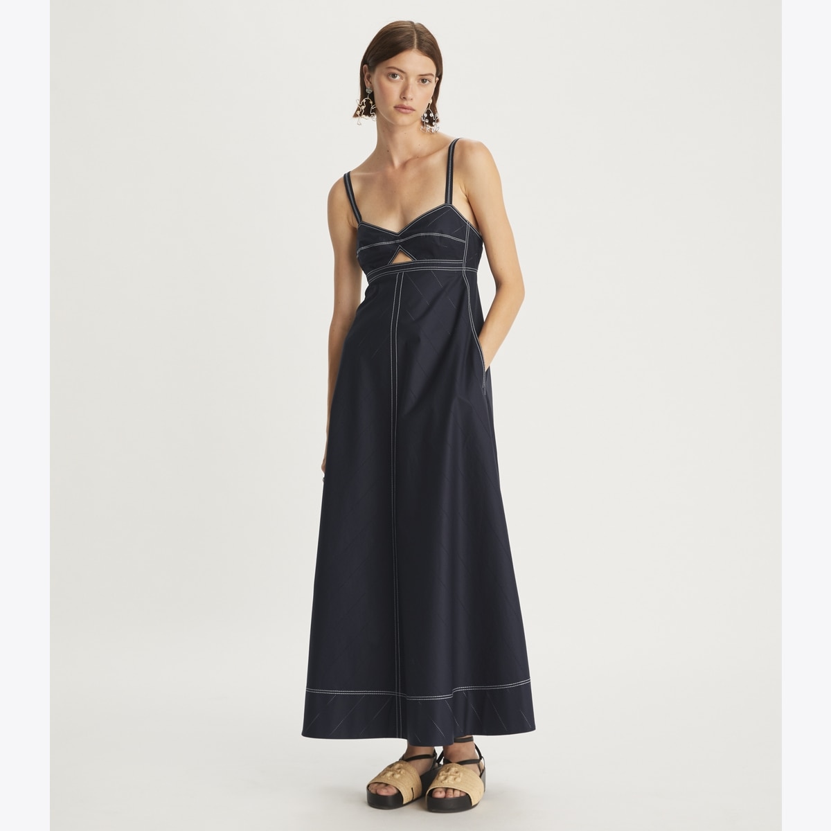 Perforated Poplin Cut-Out Dress: Women's Designer Dresses