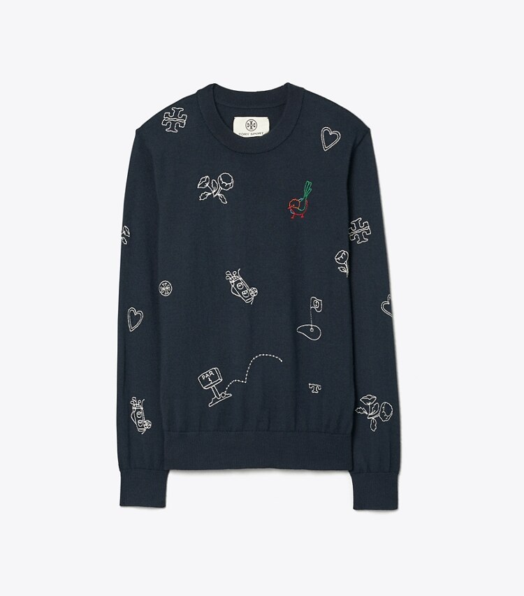 Tory Sport designer sweaters Performance Cashmere Fairway Sweater in Tory Navy front