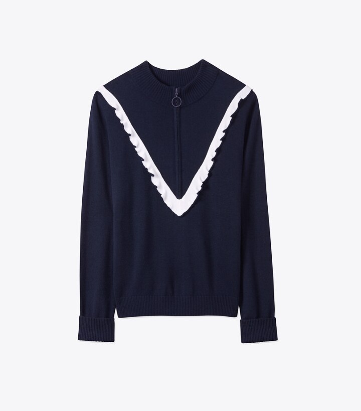 Performance Cashmere Ruffle Sweater 