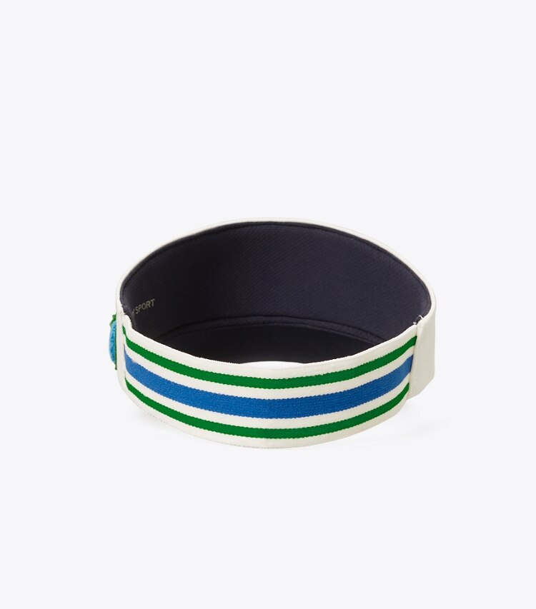 Tory Sport designer hats Performance Heart Patch Visor in Snow White back