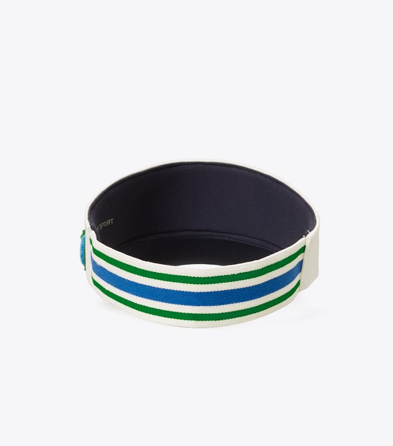 Tory Sport designer hats Performance Heart Patch Visor in Snow White angle