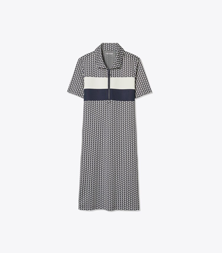 Tory Sport designer dresses Performance Jacquard Color-Block Dress in Tory Navy Two Way T front