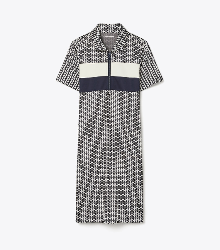 Tory Sport designer dresses Performance Jacquard Color-Block Dress in Tory Navy Two Way T front