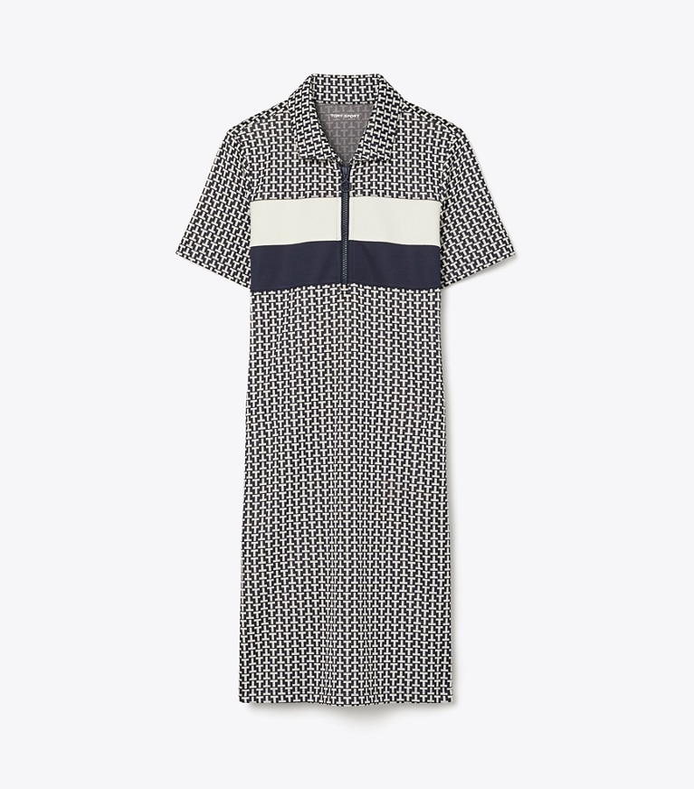 Tory Sport designer dresses Performance Jacquard Color-Block Dress in Tory Navy Two Way T front