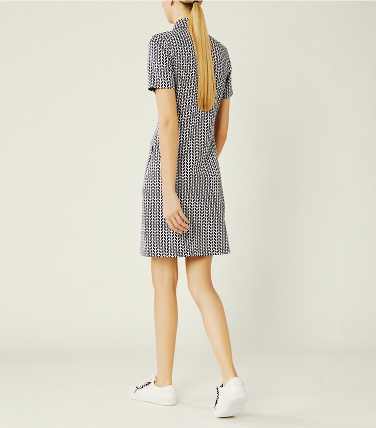 Tory Sport designer dresses Performance Jacquard Color-Block Dress in Tory Navy Two Way T front