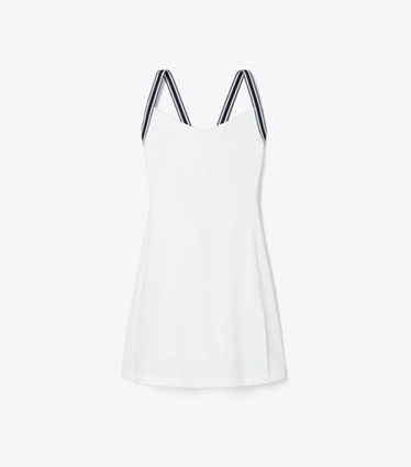 Tory Sport designer dresses Performance Jersey Cross-Back Tennis Dress in Snow White front
