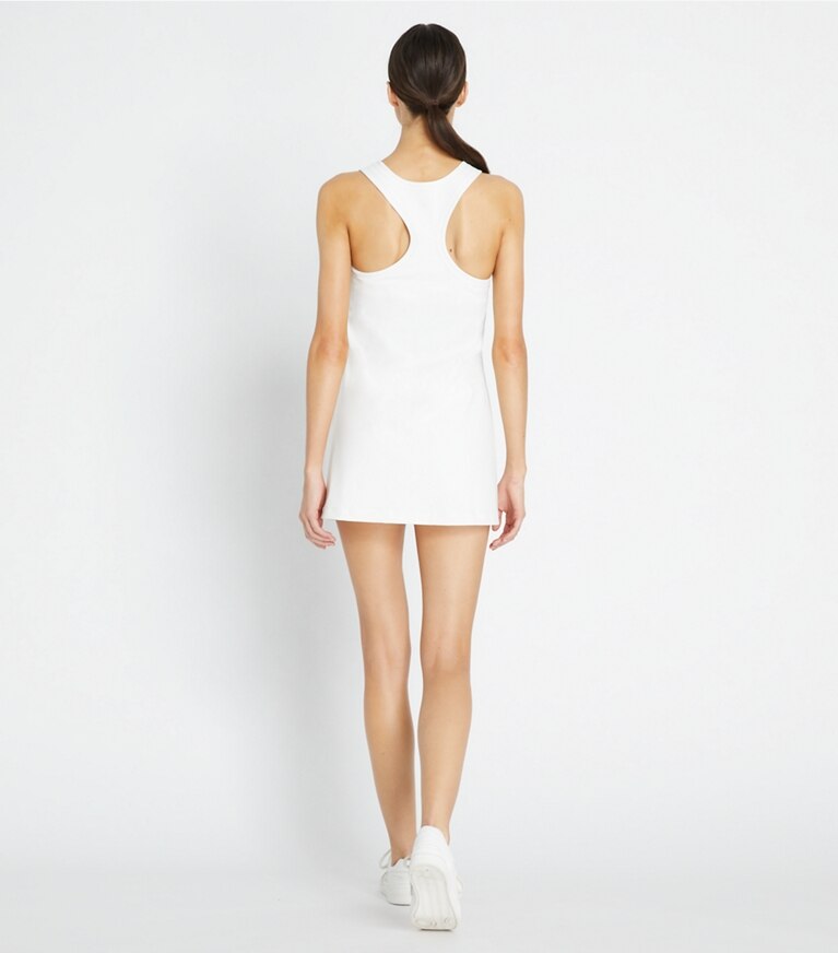 Tory Sport designer dresses Performance Jersey Side-Slit Tennis Dress in Snow White / Snow White front